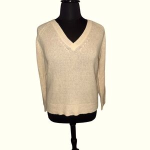 NAKED CASHMERE Women’s V-Neck 100% Cashmere Sweater - Almond Plus 1X